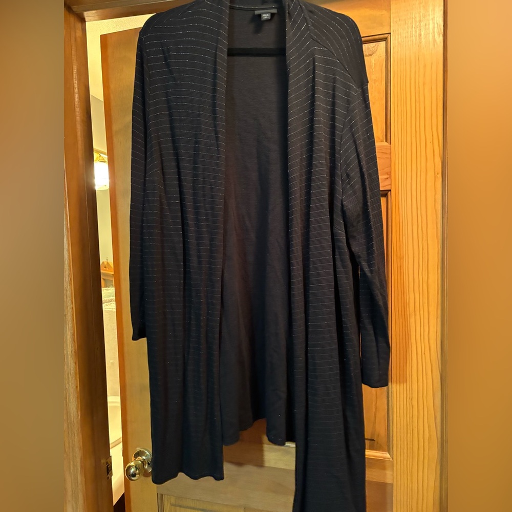 J. Jill Black and Silver Sparkle Striped Cardigan